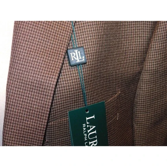 NEW Men's Ralph Lauren Brown/ Blue Herringbone Tan Classic Suit Jacket 44L